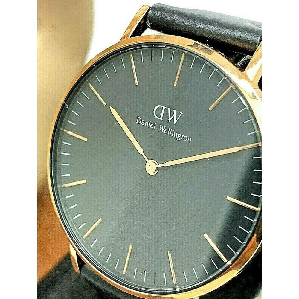 Daniel Wellington Womens Watch DW00100139 Rose Gold Black Dial 36mm Leather Band